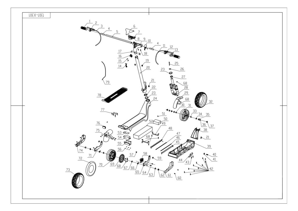 Detailed Parts in an E Scooter